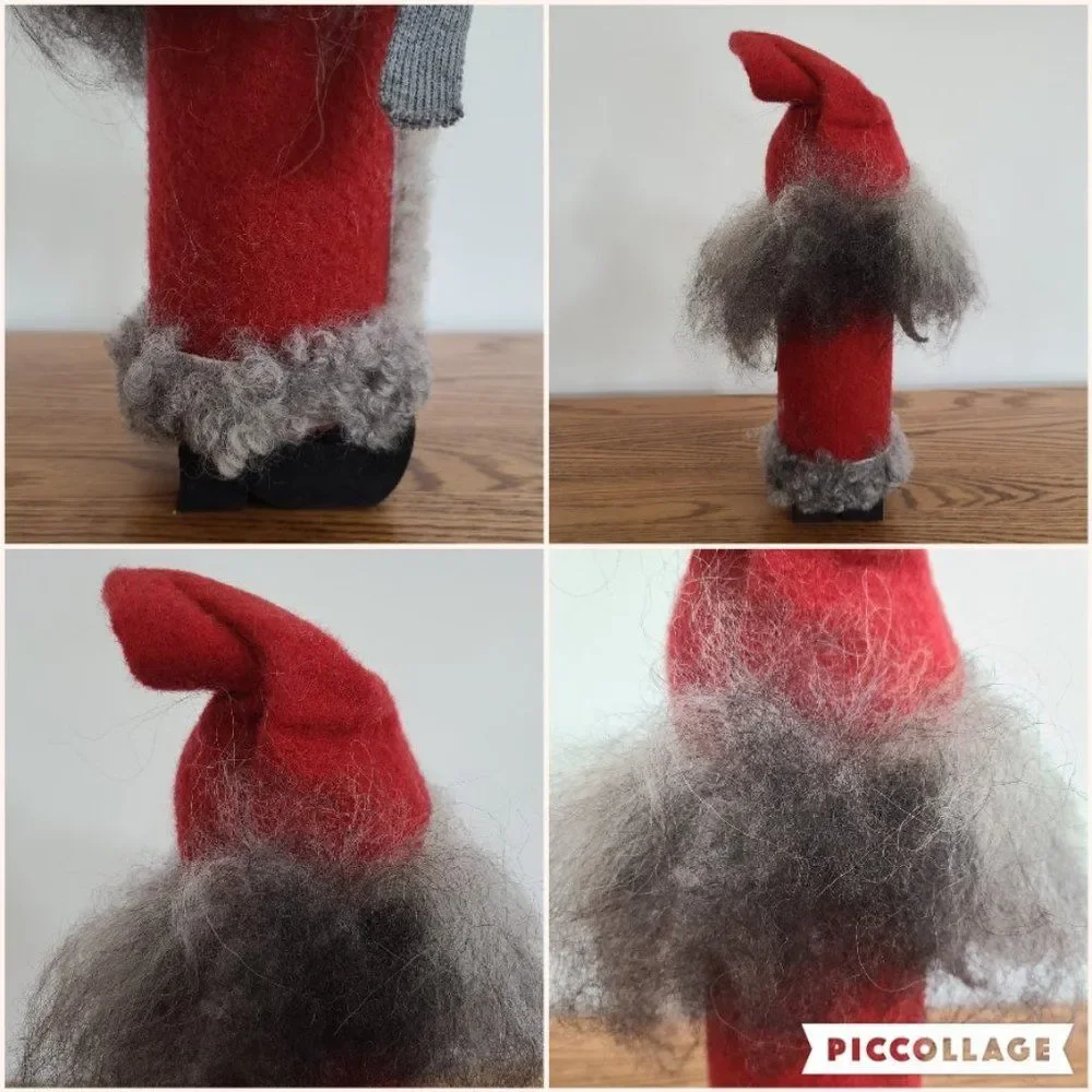 Handmade Sweden Larssons Tra Wood Felt Christmas Mrs. Claus Gnome Elf Figurine